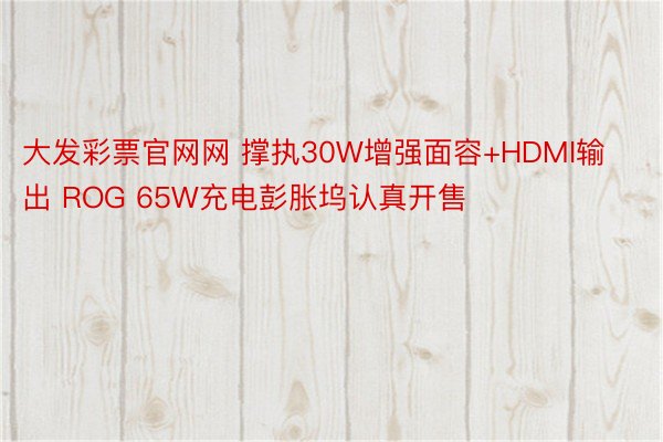 大发彩票官网网 撑执30W增强面容+HDMI输出 ROG 65W充电彭胀坞认真开售